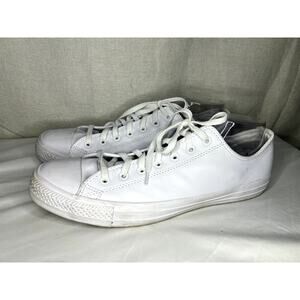 Converse Chuck Taylor Low Top All White Leather Skater Indie Sneakers